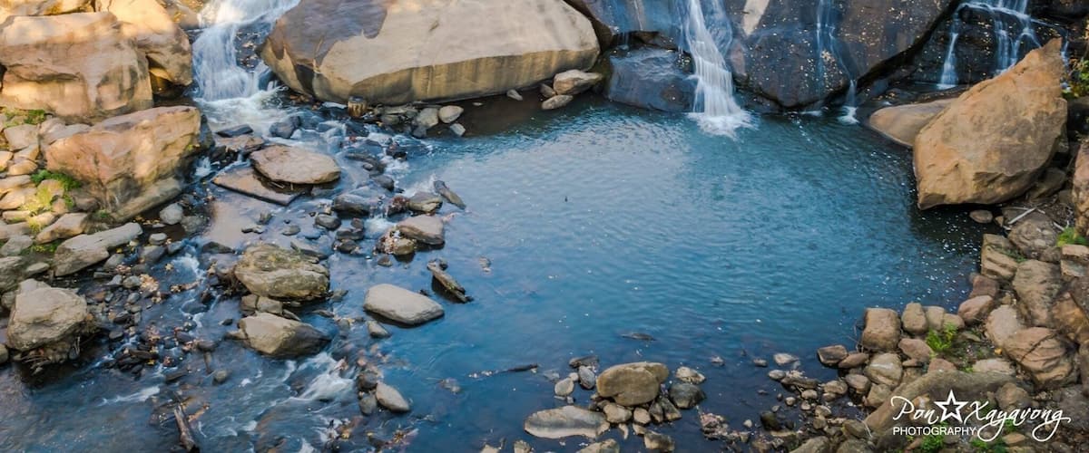 Waterfalls in the center of the park