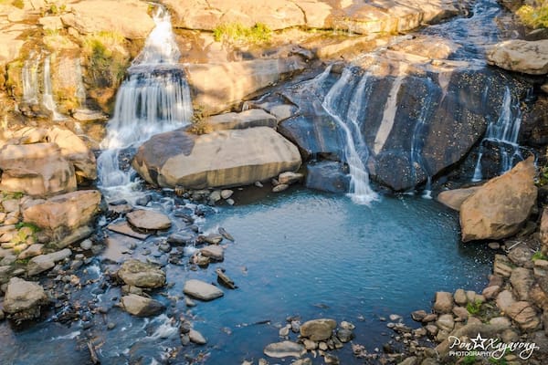 Waterfalls in the center of the park