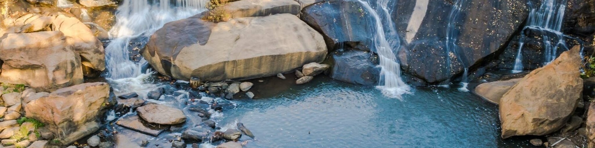 Waterfalls in the center of the park