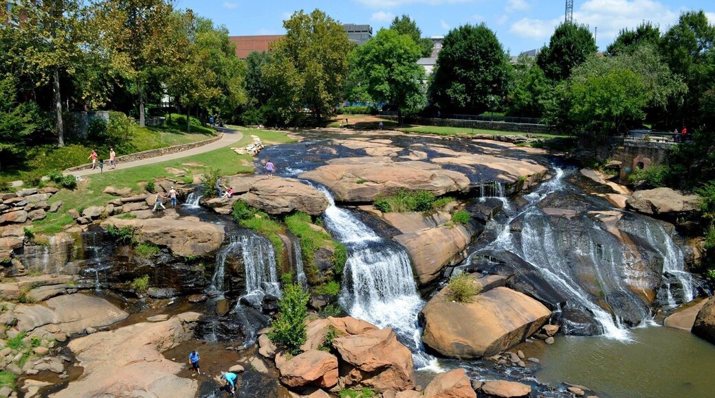 I was surprised to see this waterfall in the middle of the city! #parks #nature #southcarolina #waterfall