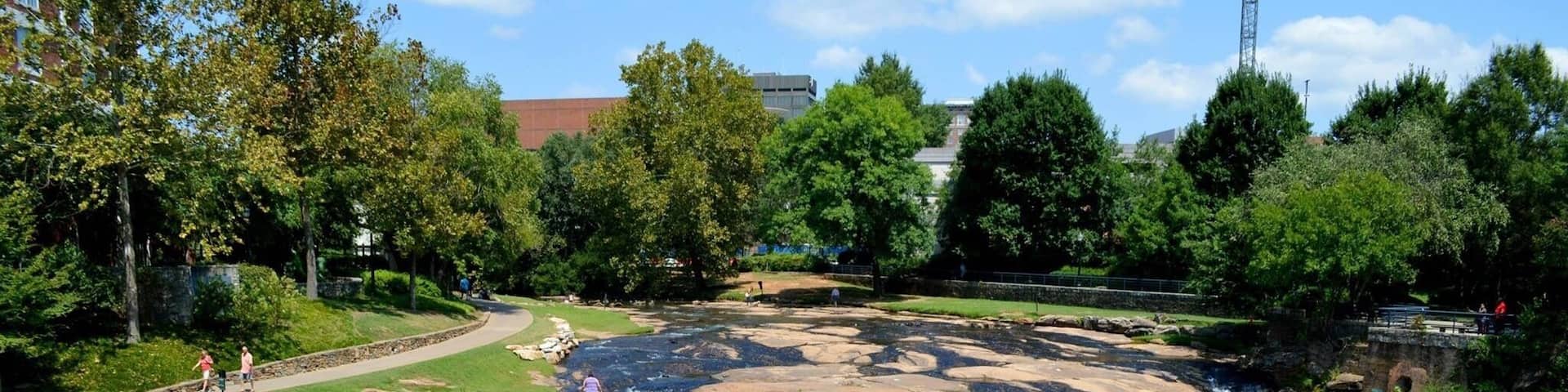 I was surprised to see this waterfall in the middle of the city! #parks #nature #southcarolina #waterfall