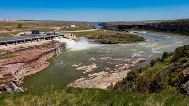 MAY 23, 2019, GREAT FALLS, MT., USA - Rainbow Dam of The Great Falls of the Missouri River in Great Falls, Montana and hydroelectric plant