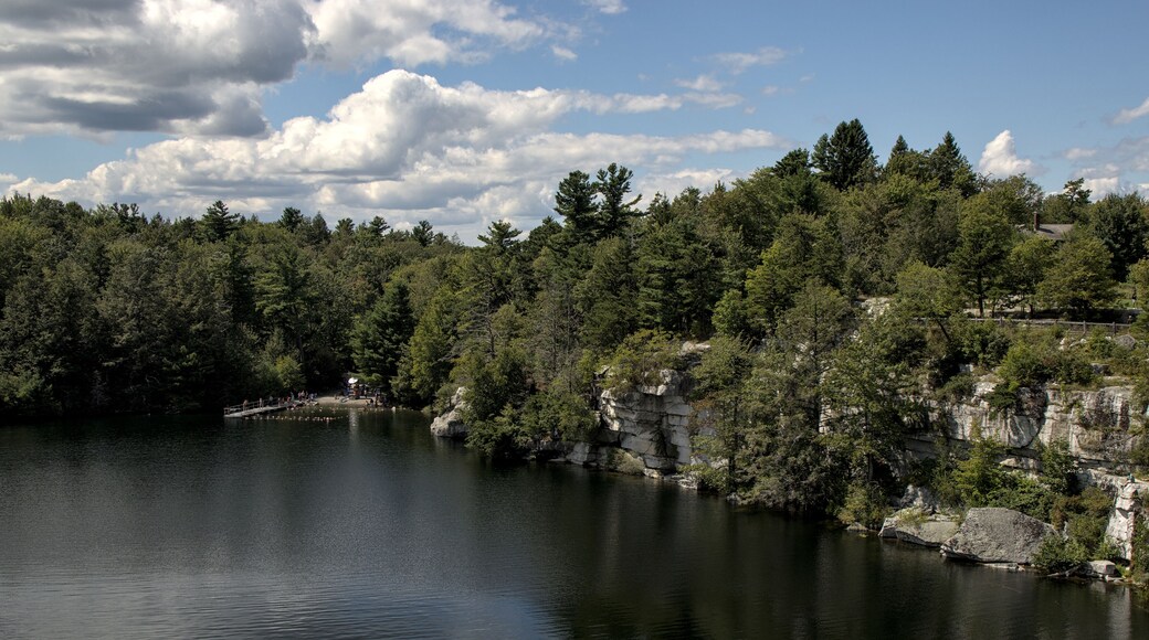view of lake minnewaska in upstate new york hudson valley state park (glacial sky lake) catskills gunks shawangunk mountains