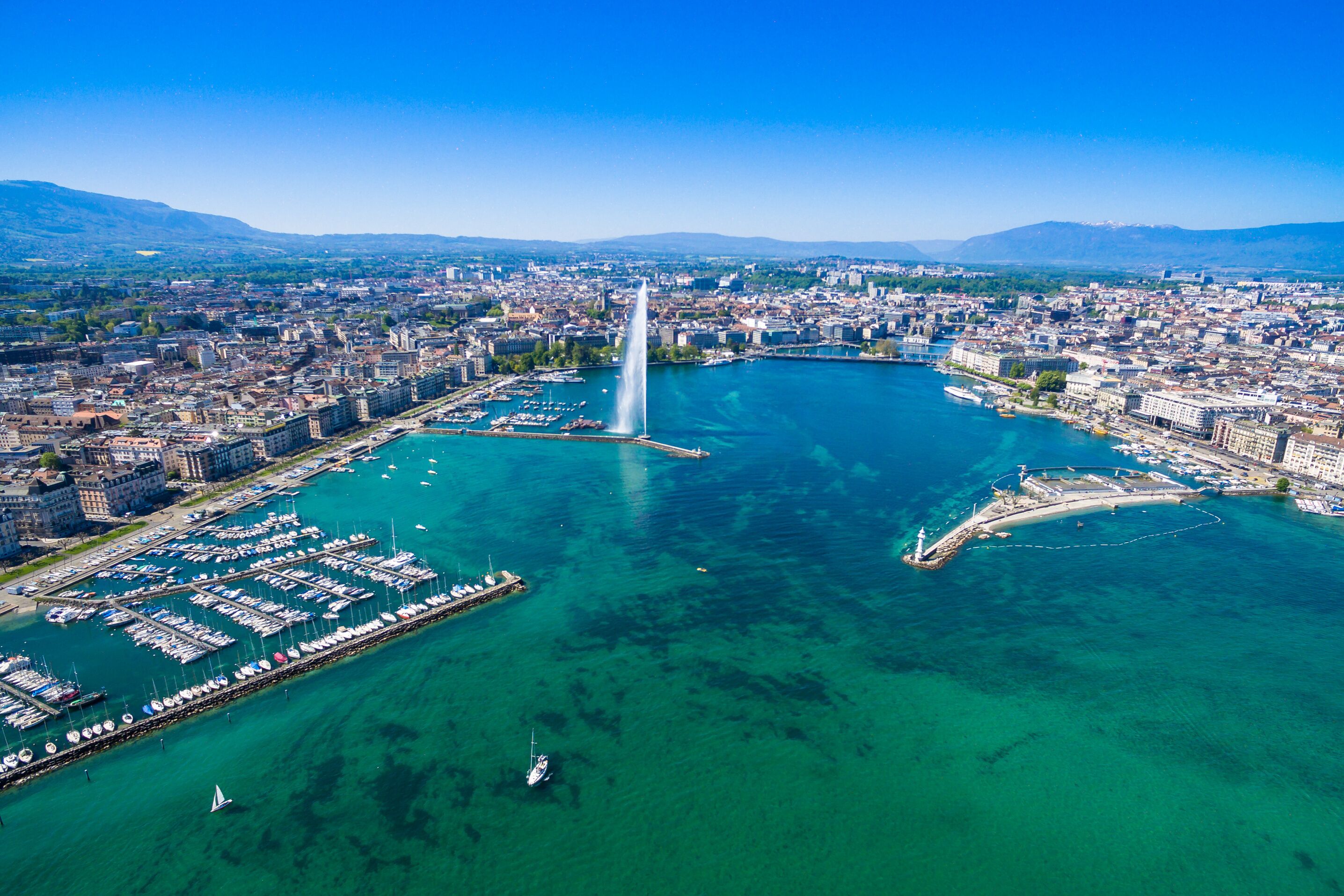Aerial view of  Geneva city in Switzerland