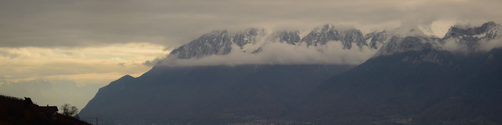 Lake Geneva, taken from the train, atmospheric and wild.