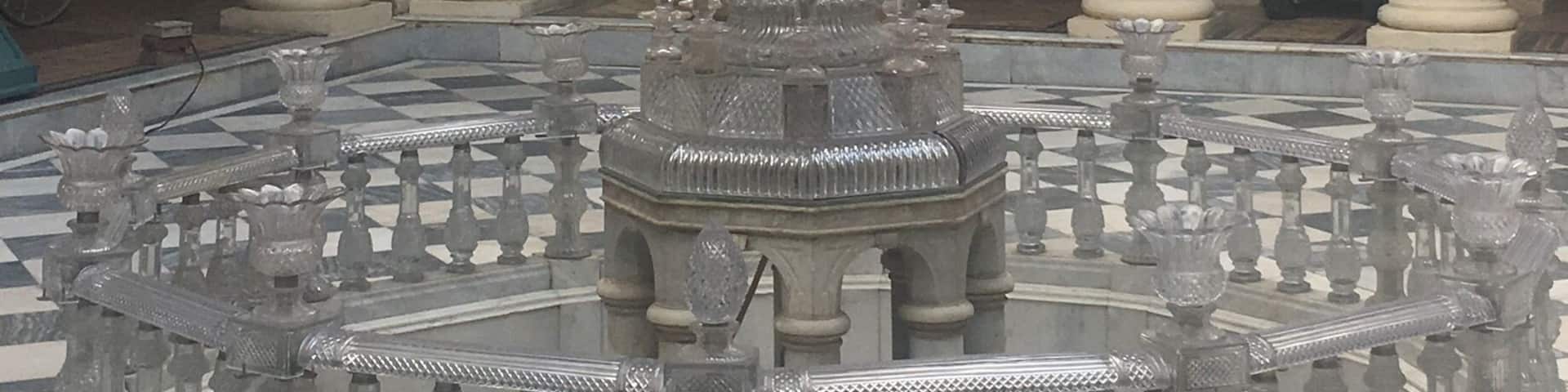 Glass fountain in palace called as "Pushkarni" . Very nice decorative work in glass at palace