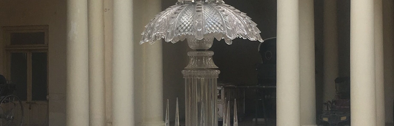 Glass fountain in palace called as "Pushkarni" . Very nice decorative work in glass at palace