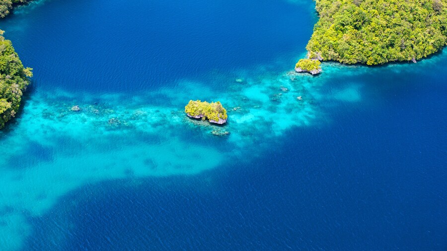 Beautiful view of Palau islands from above