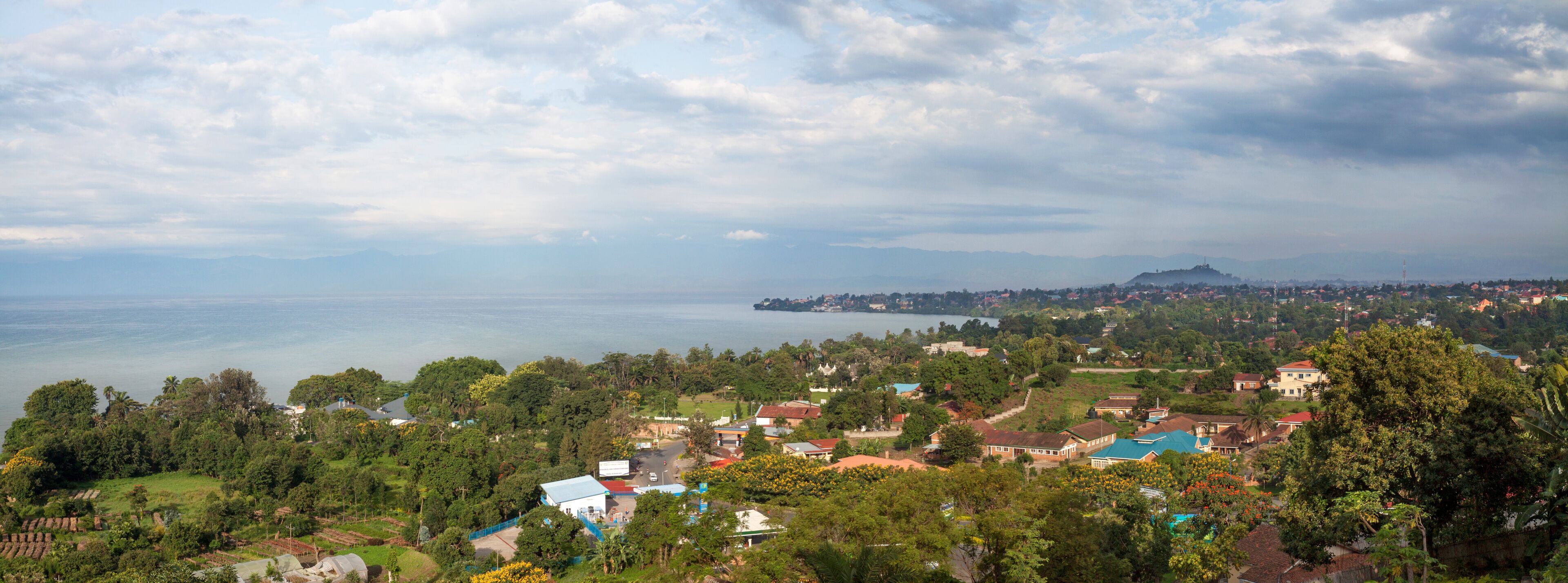 Lake Kivu seen from Rubavu in Rwanda, towards Goma in D.R. Congo
