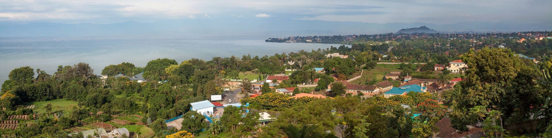 Lake Kivu seen from Rubavu in Rwanda, towards Goma in D.R. Congo