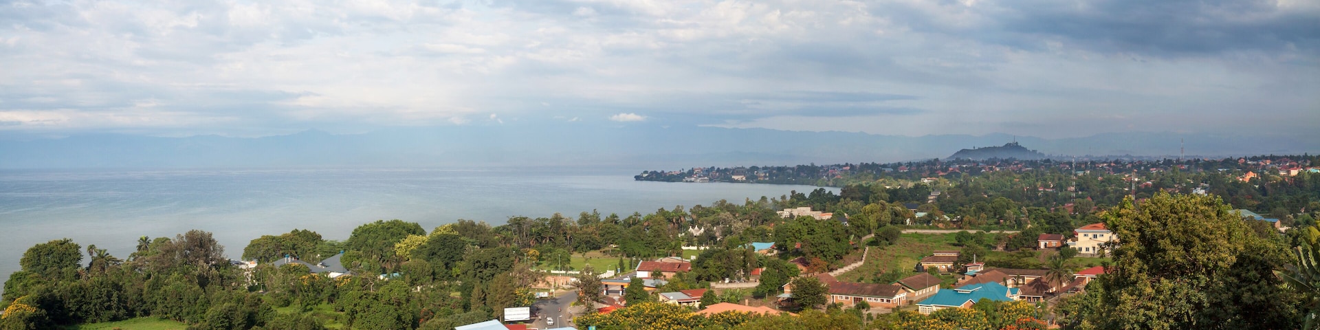 Lake Kivu seen from Rubavu in Rwanda, towards Goma in D.R. Congo