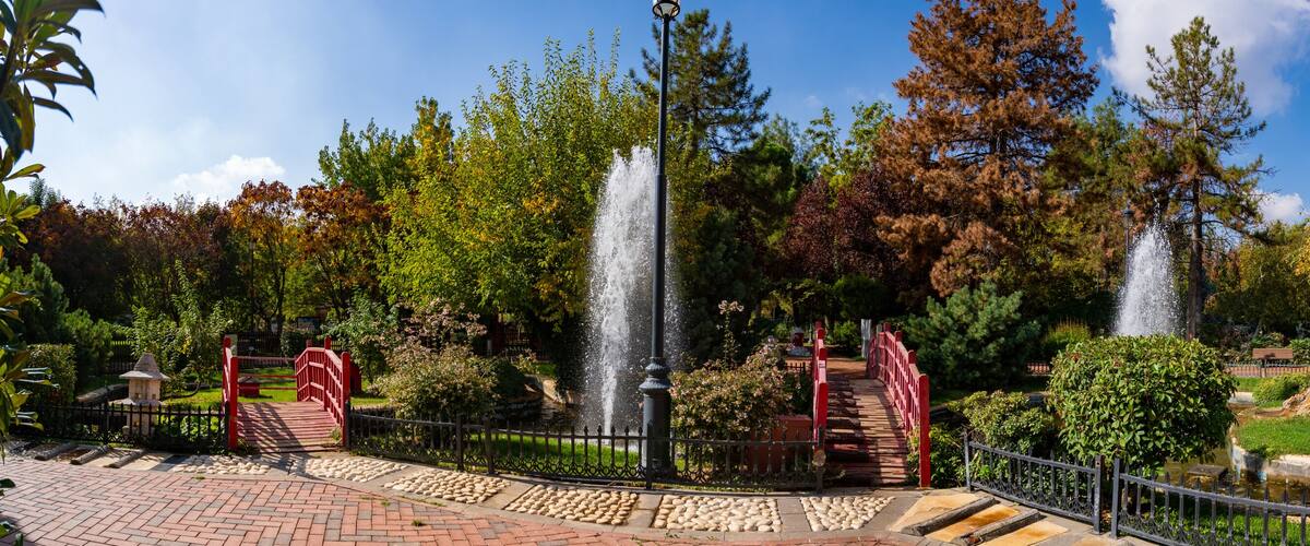 Panoramic view of the park in Gaziantep Botanical Garden.