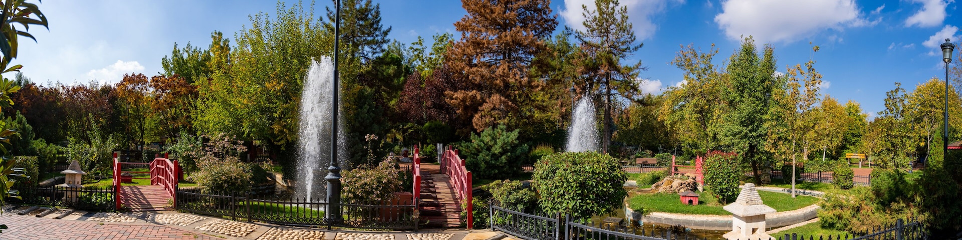 Panoramic view of the park in Gaziantep Botanical Garden.