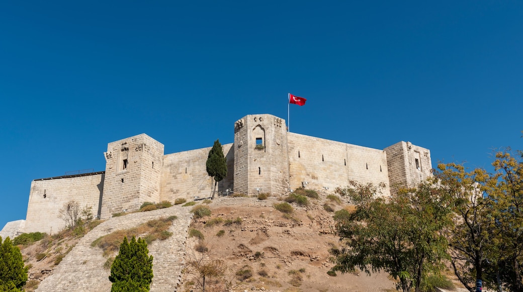 GAZIANTEP CASTLE (GAZIANTEP KALESi) with blue sky. Gaziantep, Turkey.