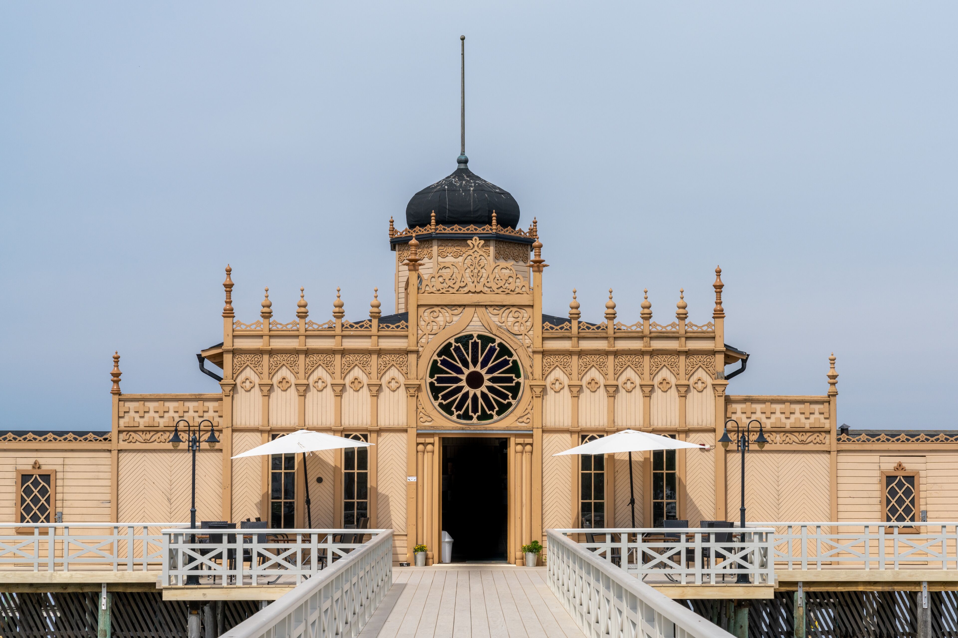 detail view of the historic bath house in Varberg