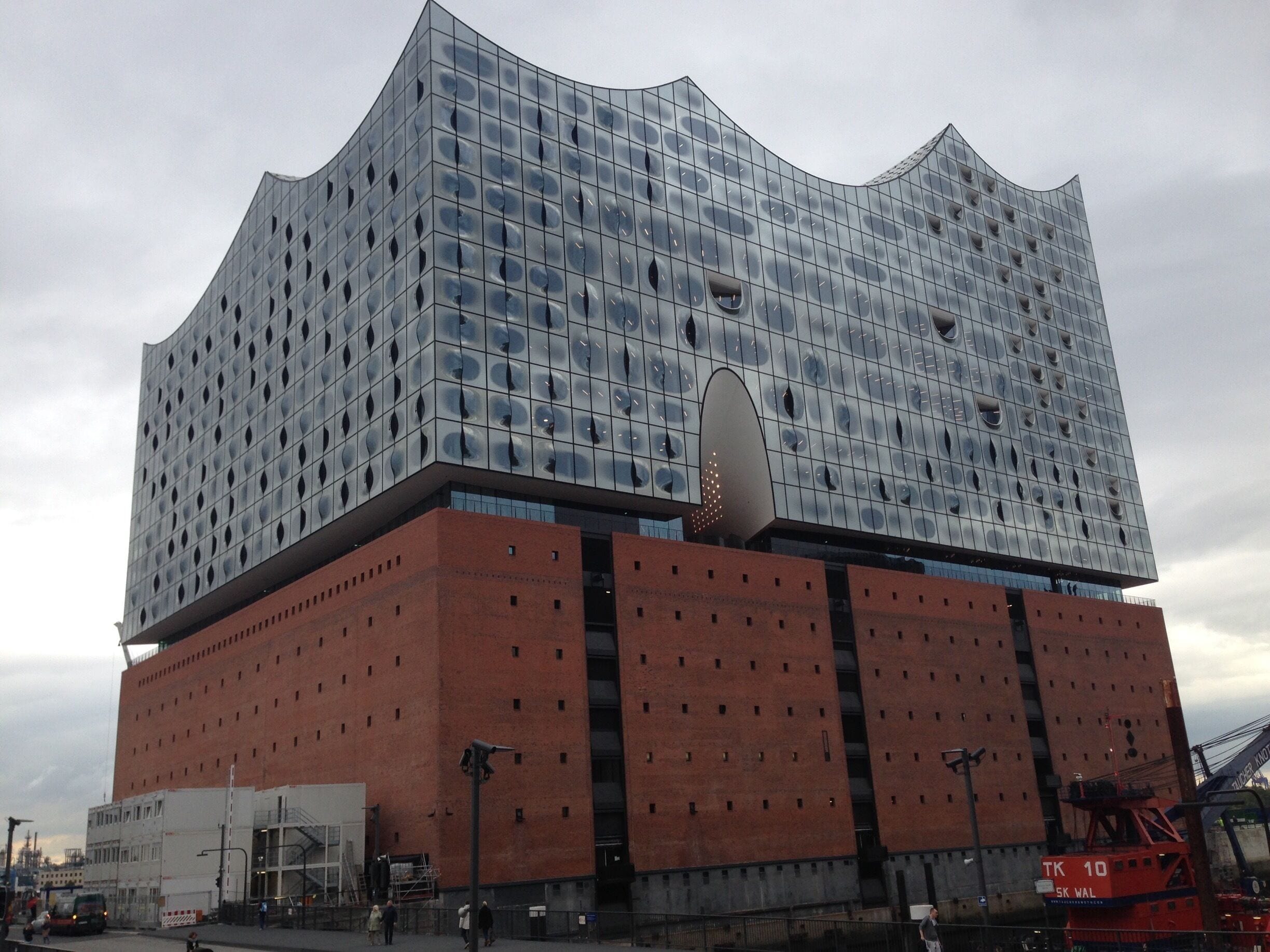 Great architecture requires no clear sky in order to shine. https://www.elbphilharmonie.de/en/ 