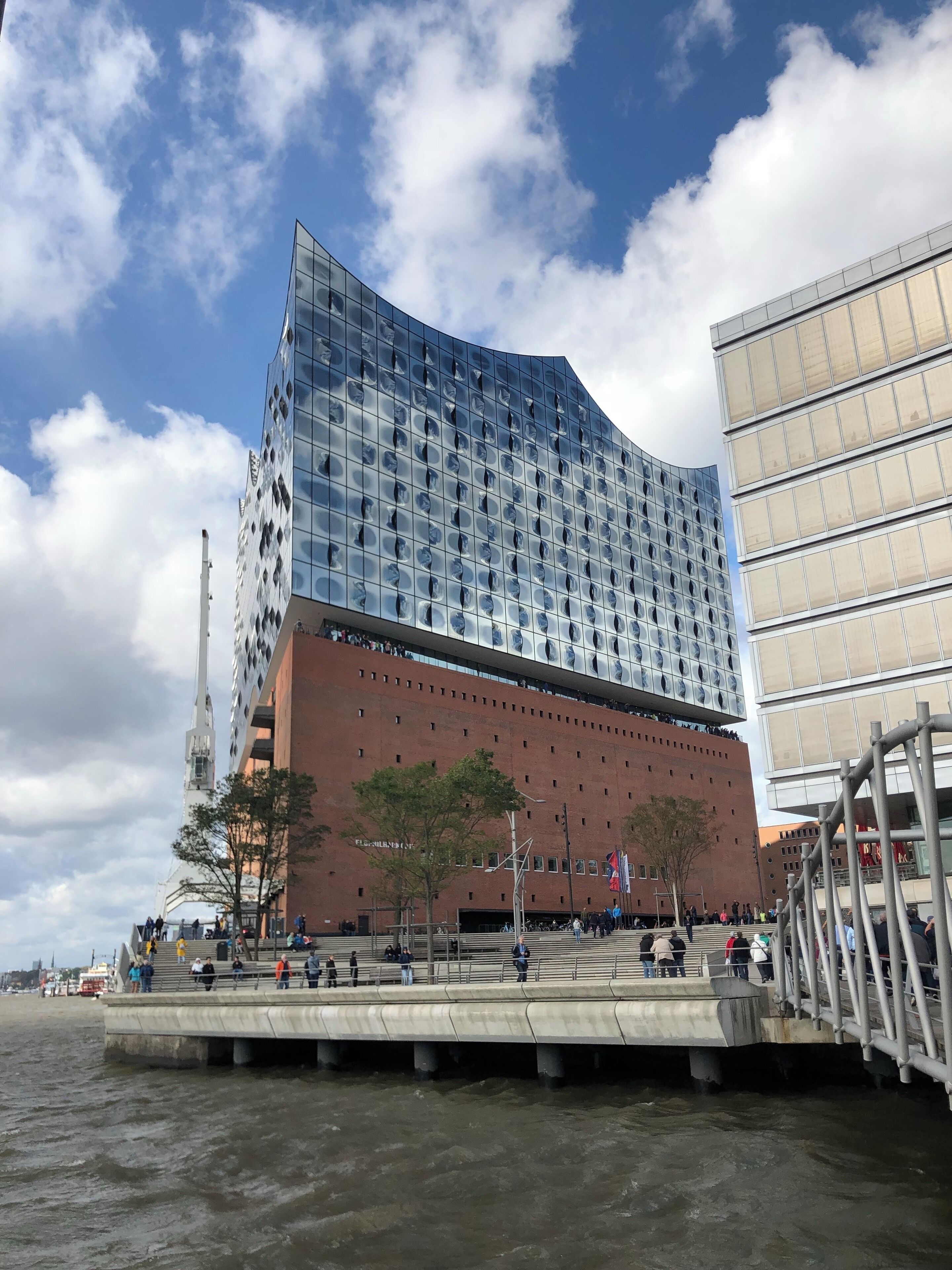 This is the building of the Elbphilharmonie in Hamburg. The transformation of an old structure with the addition of a new structure to repurpose it into apartments, hotel and concert hall. #culture