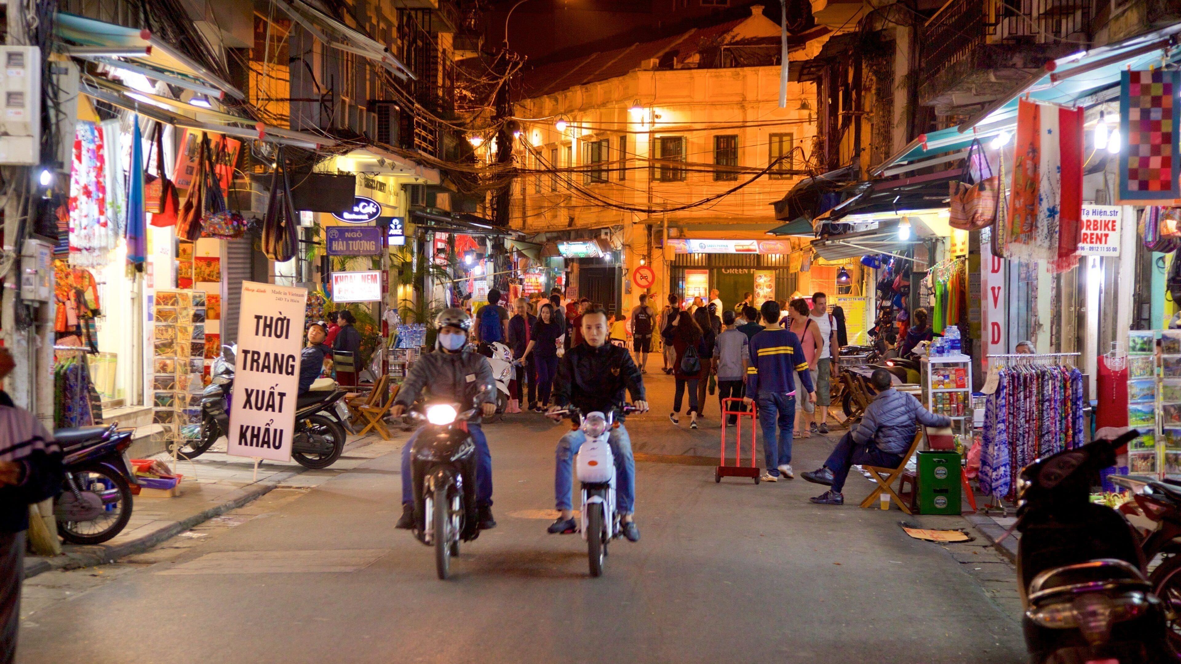 Hanoi som viser marked, shopping og nattbilder