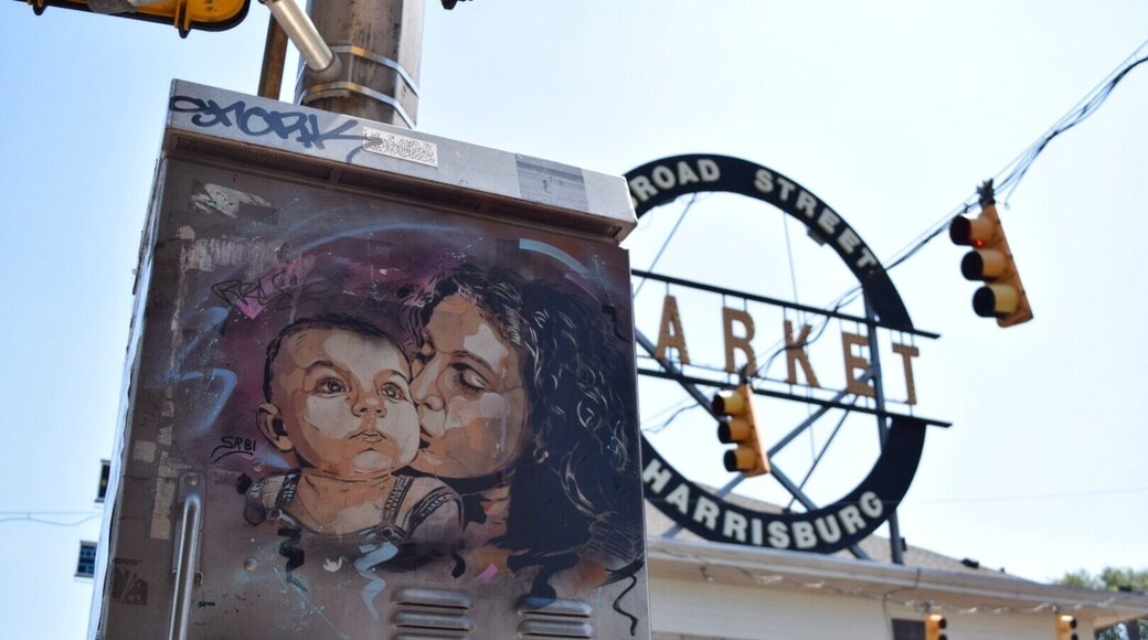 A moving mural outside of the Broad Street market in Harrisburg PA. The market is getting new life to it, including a great donut shop, gourmet burgers, and excellent coffee. Definitely worth a trip in.