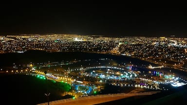 Just above the Samra Park in Hail KSA stands a mountain not that high just enough to see the beautiful lighted city view of Hail Province at night in 360 degree view.