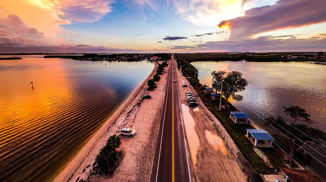 Drone Sunset on the Palma Sola Bay in beautiful Bradenton, Florida.