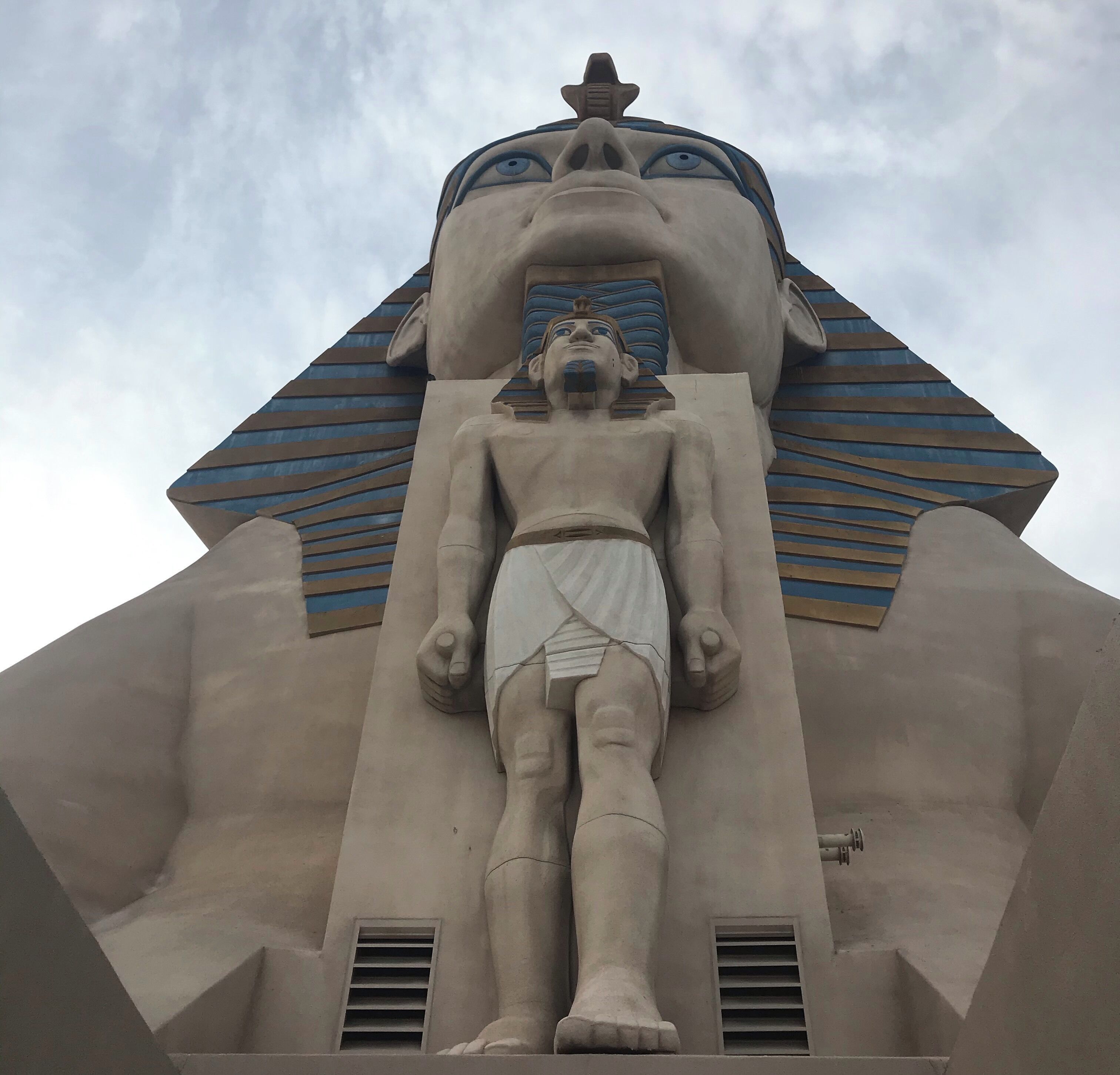 Vegas is so over the top with the ability to travel the world while walking down a road in the middle of a desert in Nevada. The Sphinx outside the Luxor.