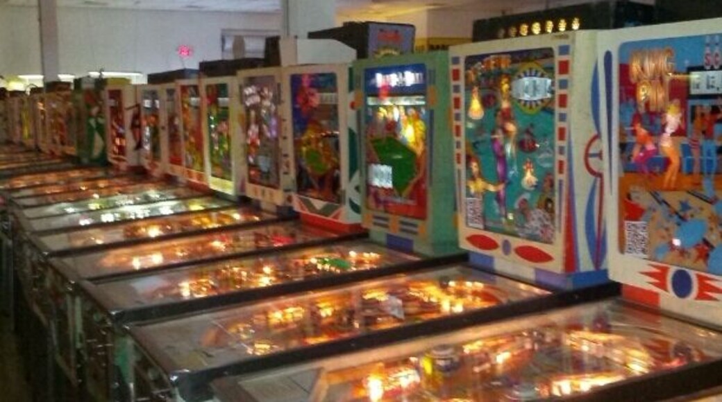 Aisles and aisles of vintage pinball machines and other arcade blasts from the past.