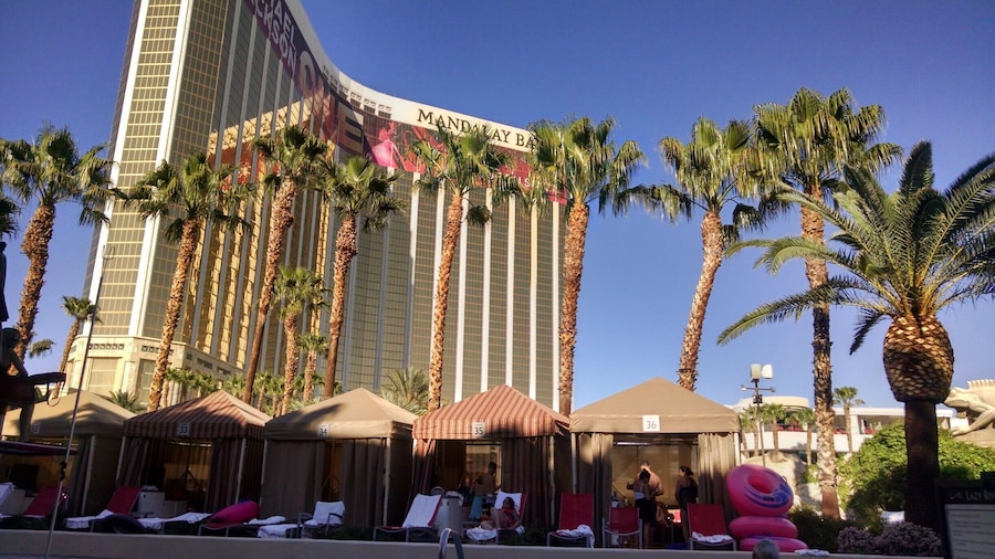 Poolside at the Mandalay Bay. Go early in the season to enjoy a little more space at this fabulous pool!