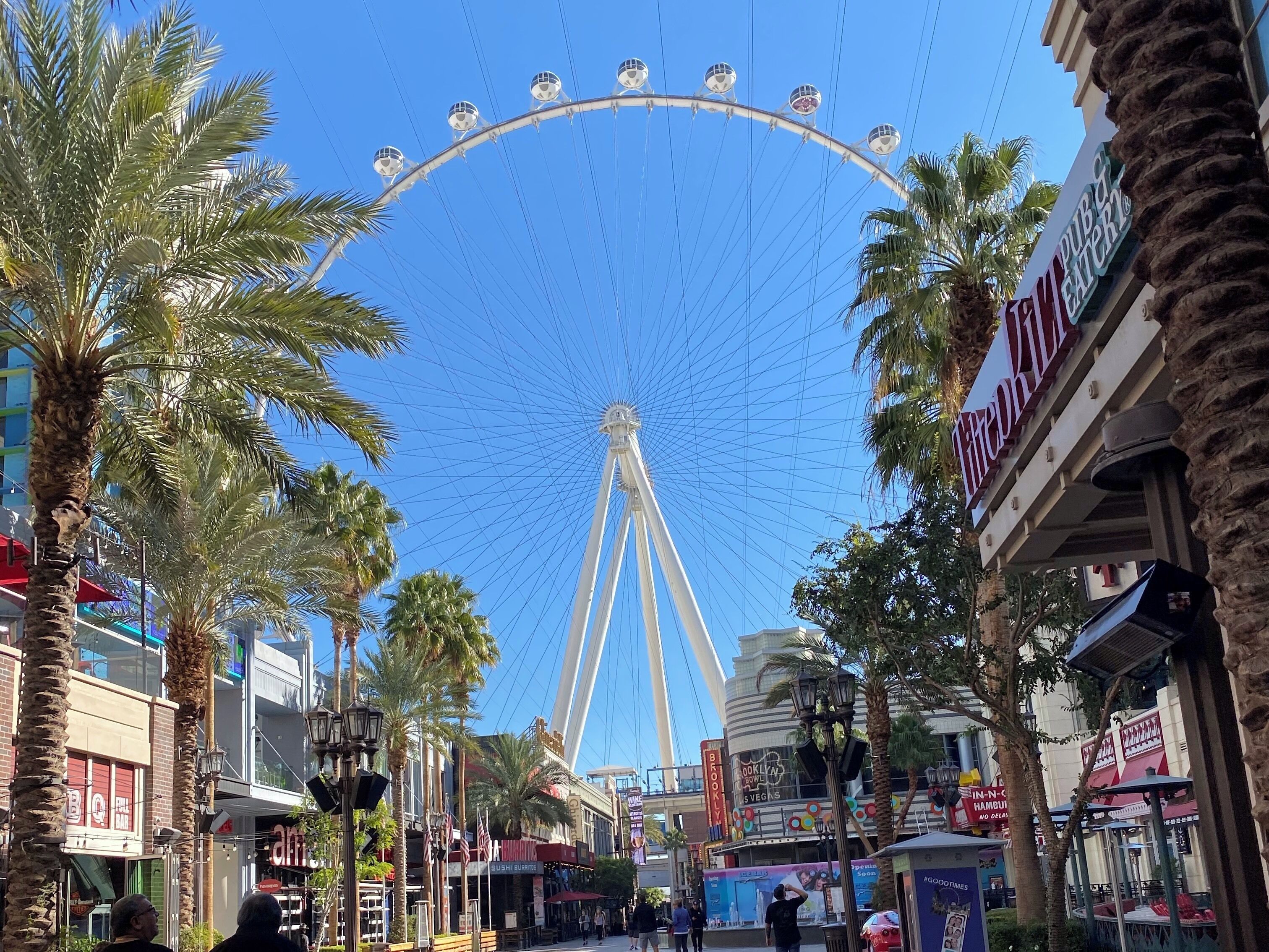 Early morning at the Linq Promenade. The High Roller is a great spot to see views of Las Vegas. Some carts do offer open bars. #lasvegas #travel #vacation