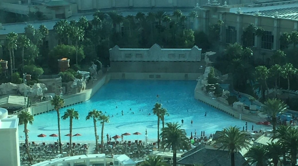 View from room of pool area.