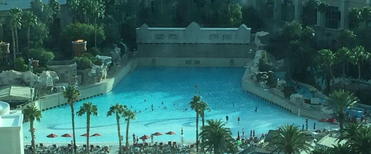 View from room of pool area.