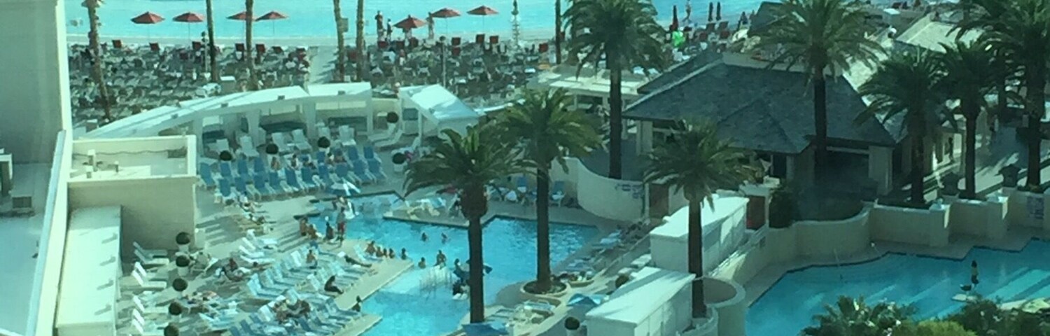 View from room of pool area.