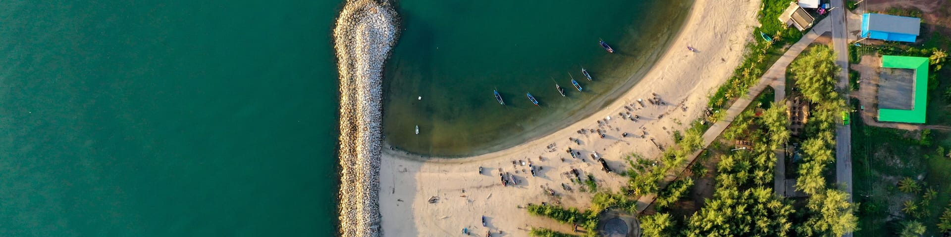 Aerial view landscape Songkhla lake, Bo-it beach at Songkhla, Thailand
