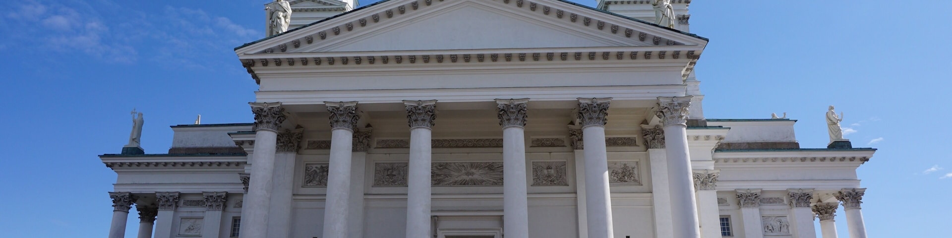 Climbing the steps to the Lutheran Cathedral of Helsinki, Finland (Aug 2014).