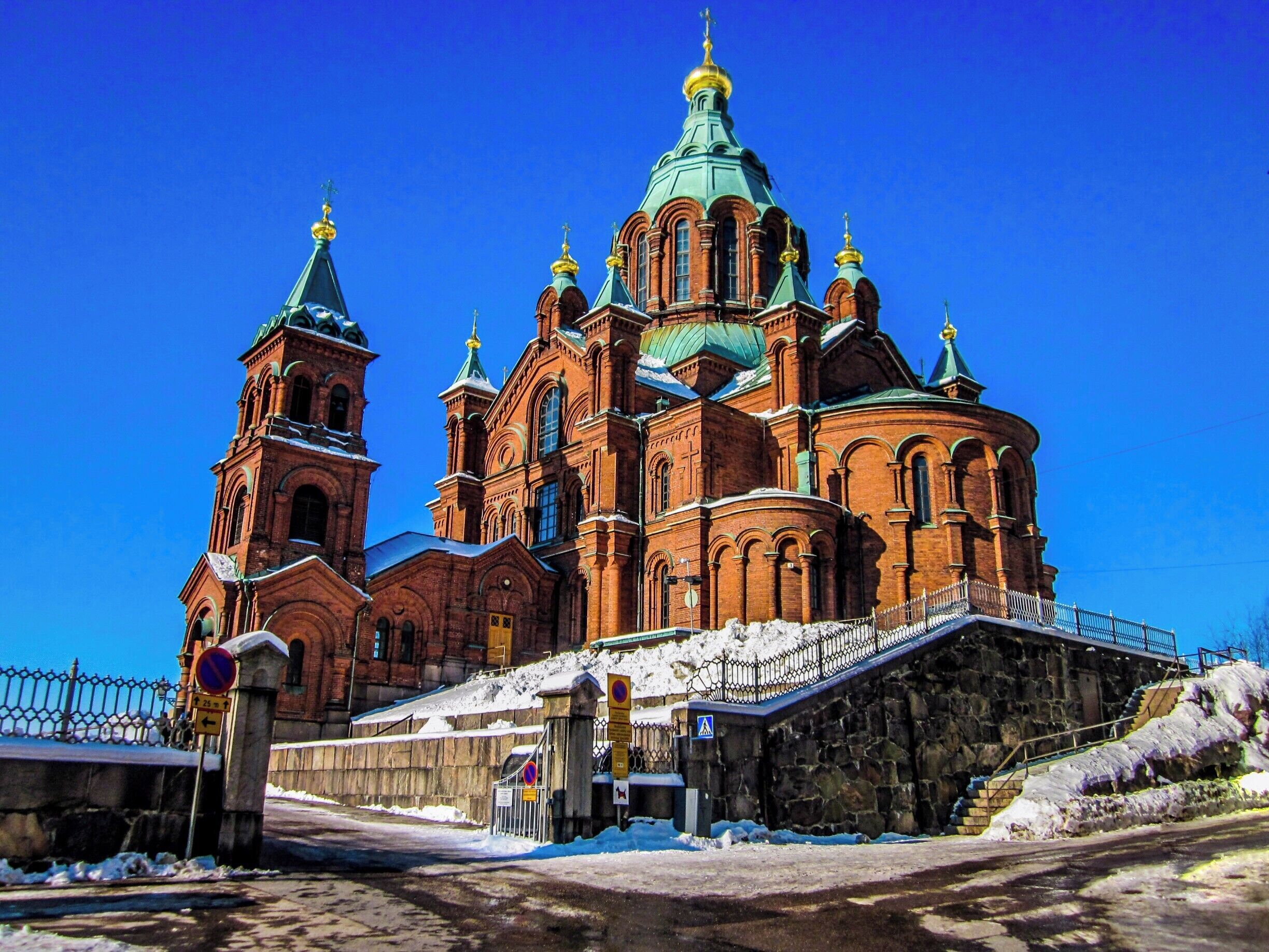 Uspenski Cathedral in Helsinki, Finland. This Cathedral is dedicated to the Dormition of the Theotokos (the Virgin Mary).