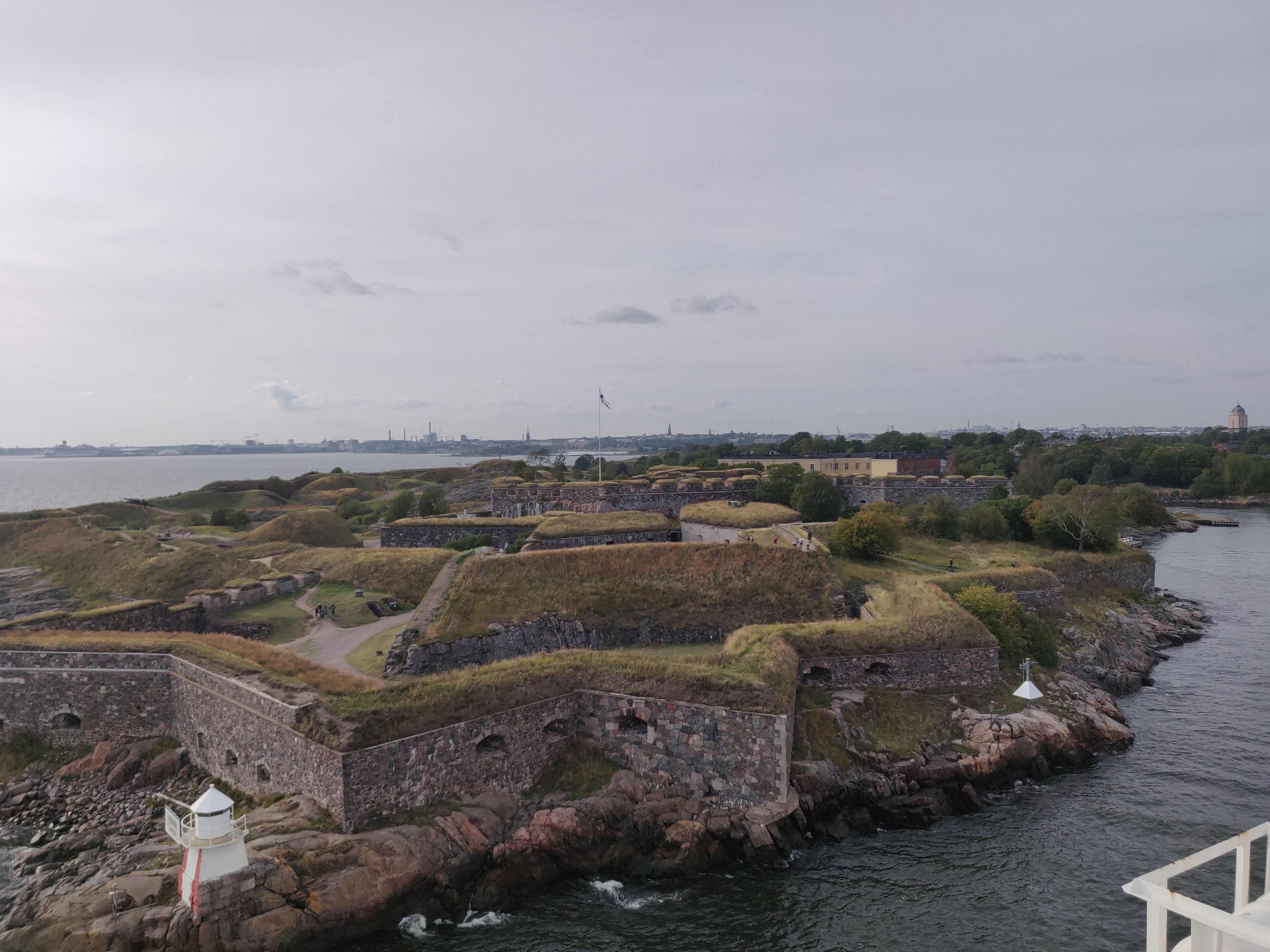 View from a cruise ship of the fort in the Suomenlinna island entering to Helsinki.