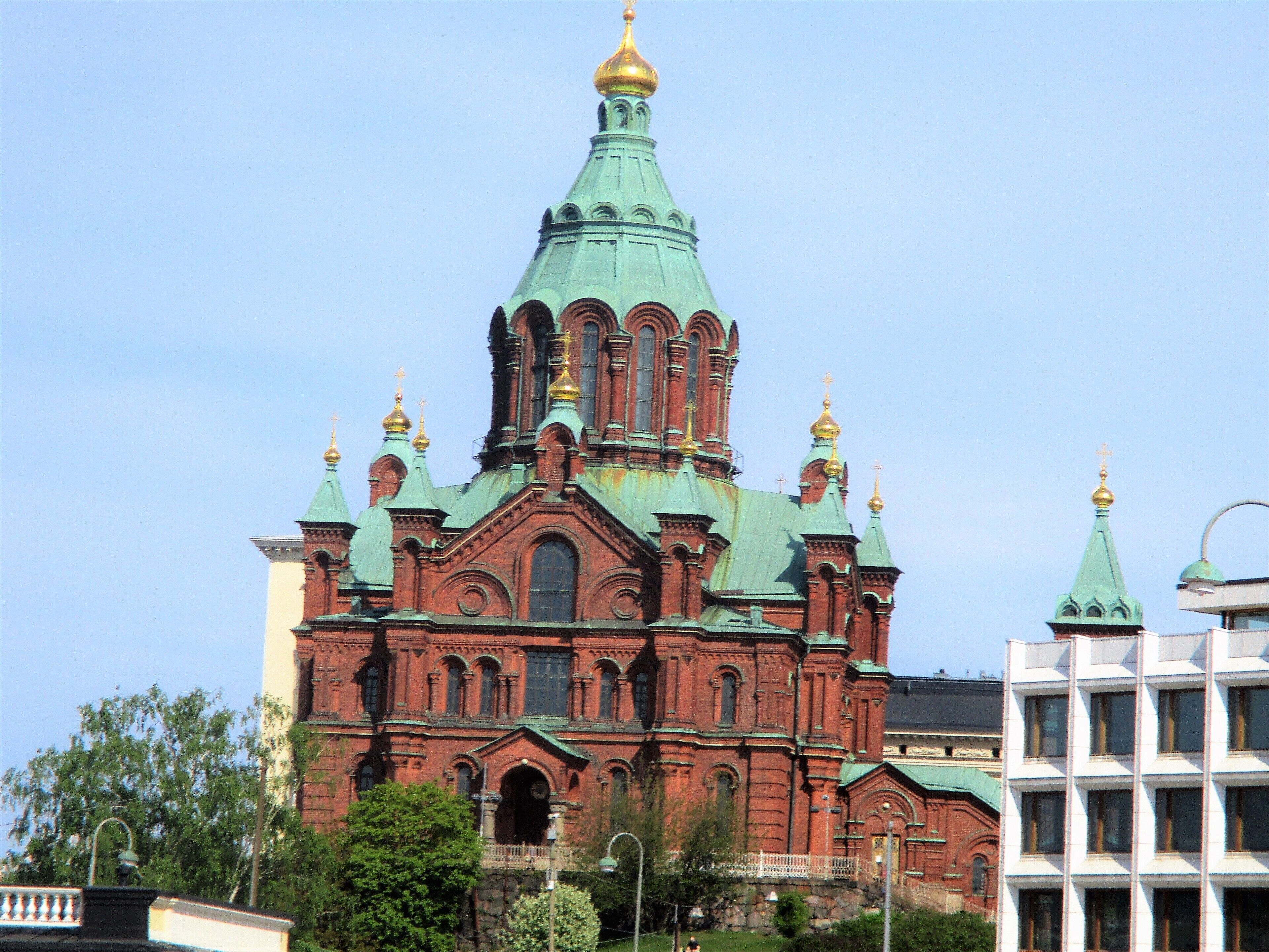 Beautiful Eastern Orthodox cathedral in Helsinki, Finland, and main cathedral of the Orthodox Church of Finland. I had a wonderful time visiting it during my 1 day in Helsnki. And on a beautiful Spring day last May :). 