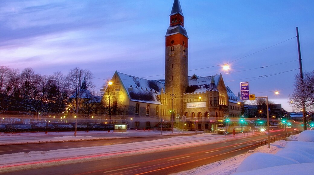 Winter evening at the National museum of Finland