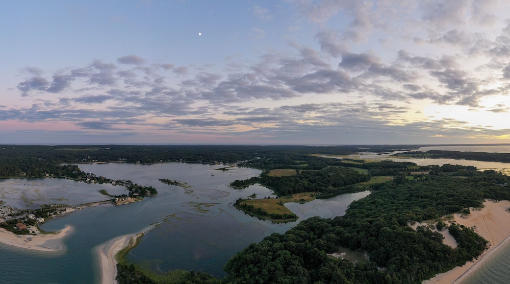 Sunset along the beach at Towd Point in Southampton, Long Island, New York.