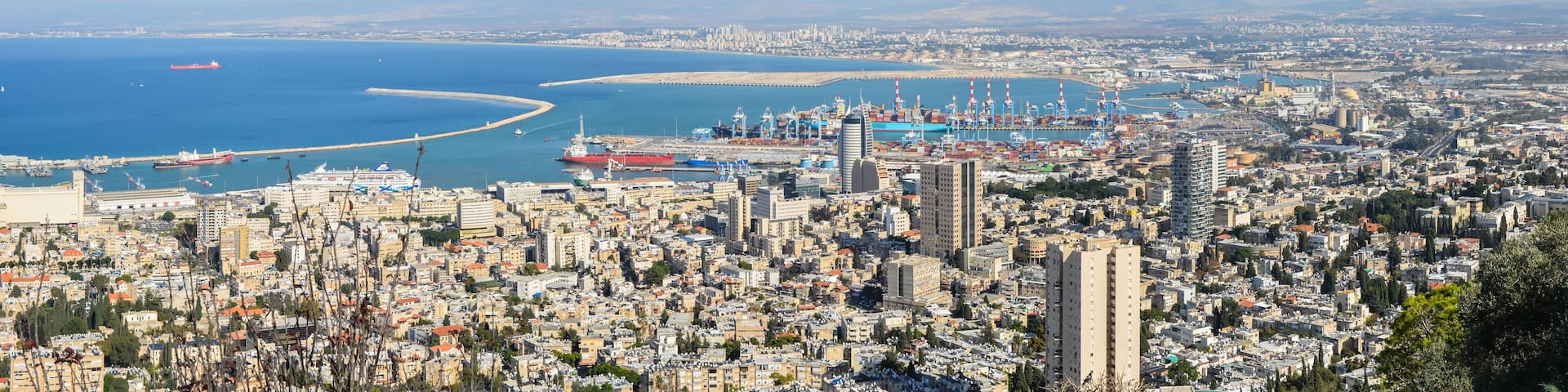 Panorama of the city and port of Haifa.