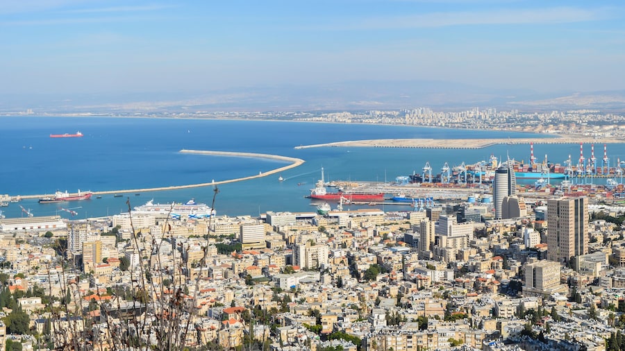 Panorama of the city and port of Haifa.