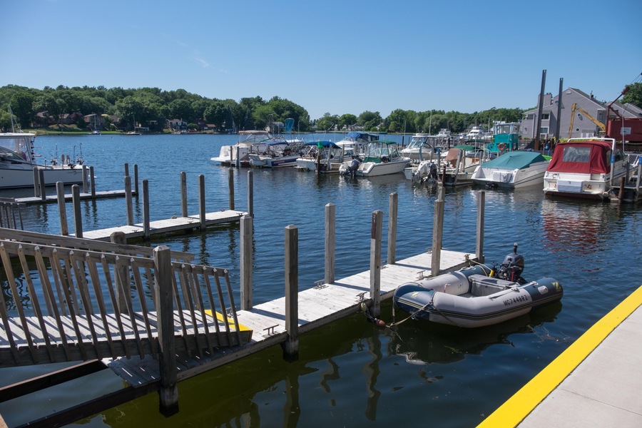 G8G1A3 Public marina in downtown Pentwater, Michigan, USA