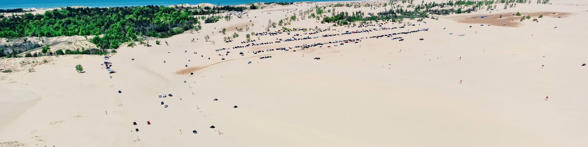 Breathtaking aerial view of Silver Lake Sand Dunes - Michigan - one of the top favorites in the USA.