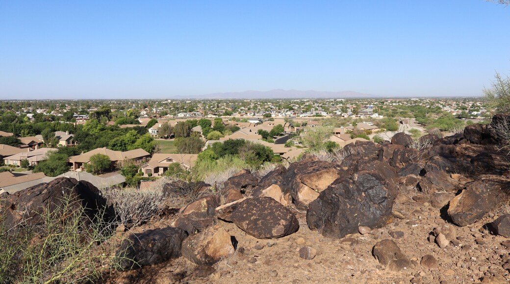 Distant view of Phoenix, Glendale and Peoria also known as Valley of the Sun, from the top of Vision Hills, Arizona