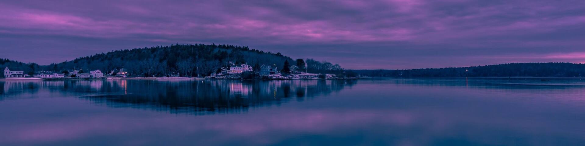 Sunset with clouds. Popham State Park.