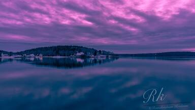 Sunset with clouds. Popham State Park.
