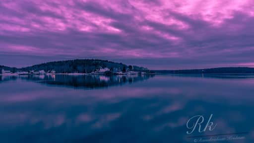 Sunset with clouds. Popham State Park.