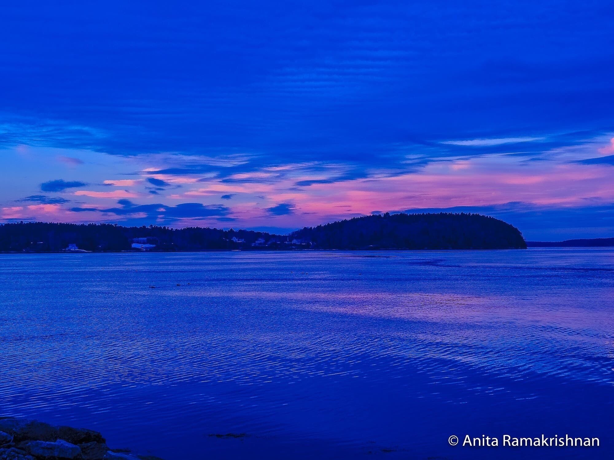 Amazing blue and pink sky at phippsburg,Maine..