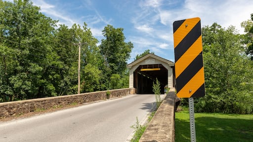 Historic Rapps Dam Covered Bridge Spanning French Creek in Phoenixville Pennsylvania