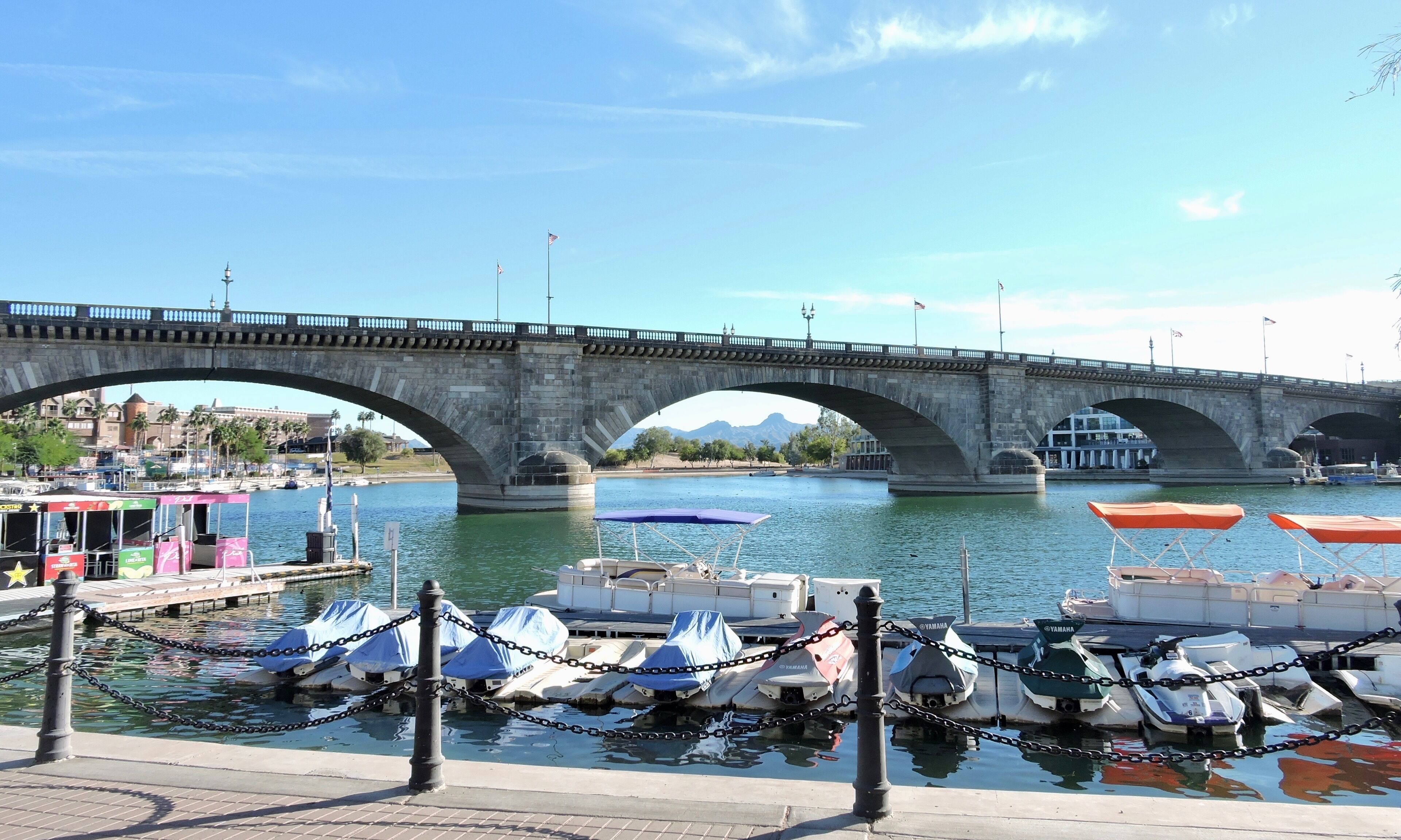 London Bridge is a bridge in Lake Havasu City, Arizona. It was built in the 1830s and formerly spanned the River Thames in London, England. It was dismantled in 1967 and relocated to Arizona. 

#bridge
